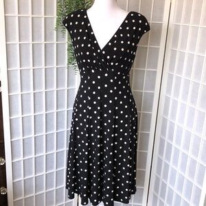 LAUREN Ralph Lauren Black & White Polka Dot Knit Dress, Excellent Condition, 8P